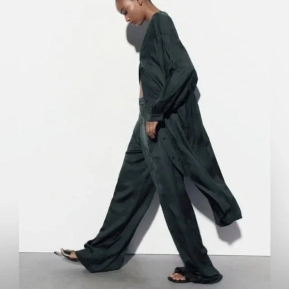 Zara Embroidered Satin Trousers - Picture 5 of 9